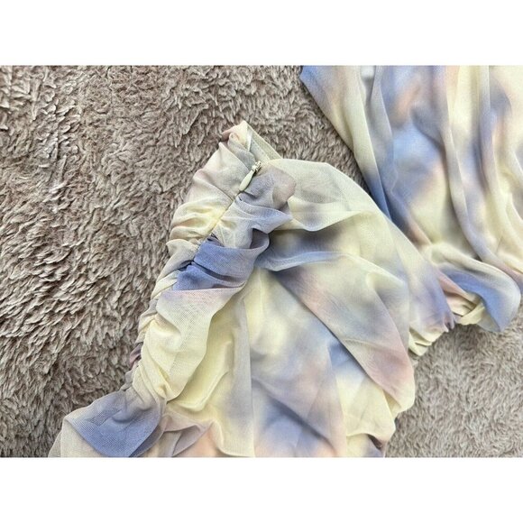 ZARA WOMEN'S CUT OUT PRINTED TULLE DRESS MULTICOLOR SIZE S New - Picture 8 of 13